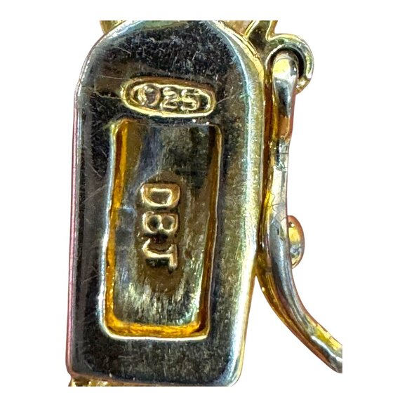 Sterling Silver 925 Gold Heart Link Bracelet CZ XOXO 7" DBJ Signed Dee Berkley - Picture 5 of 6